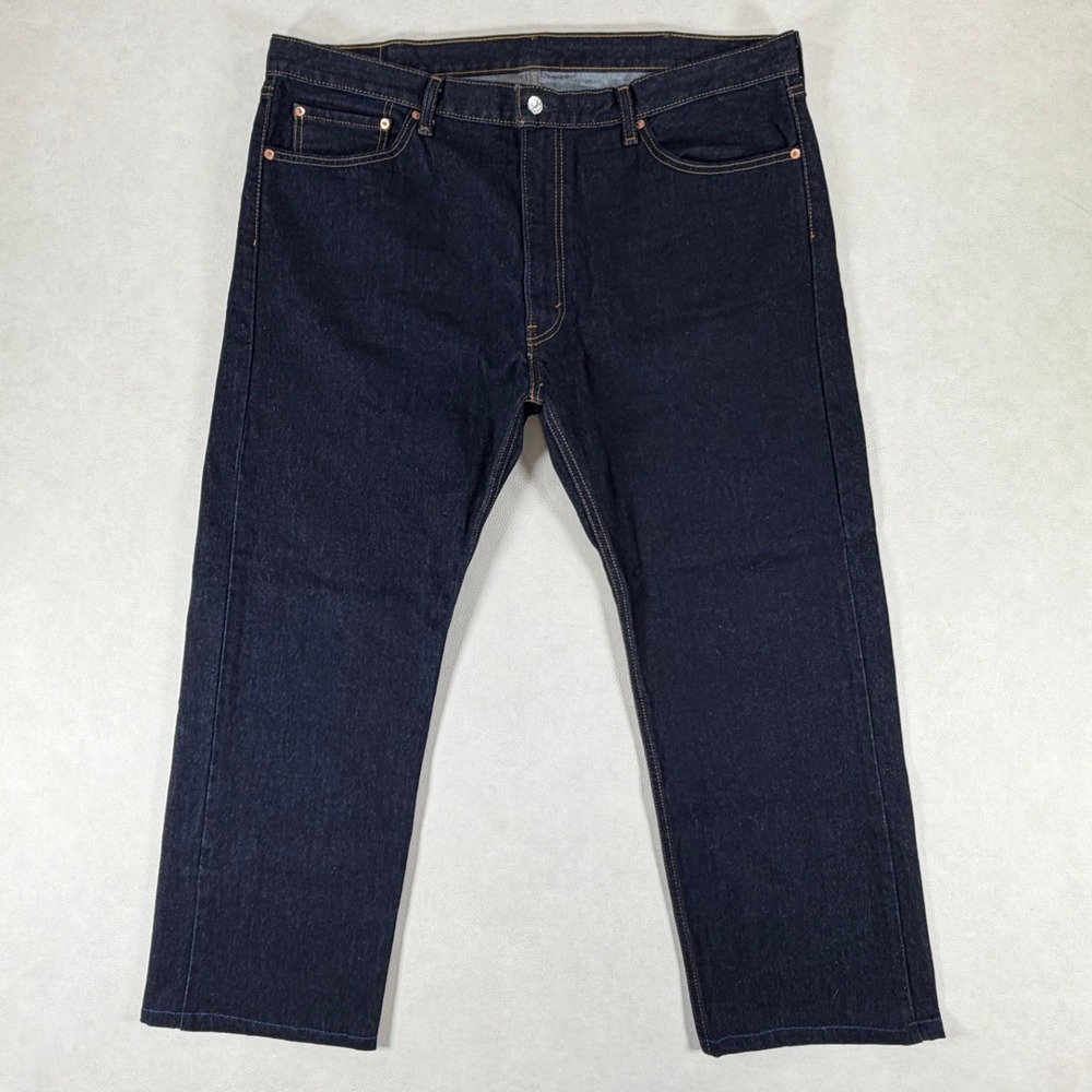 Levis 505 Regular Fit Jeans Mens 42x29 Dark Indigo Blue Straight Leg